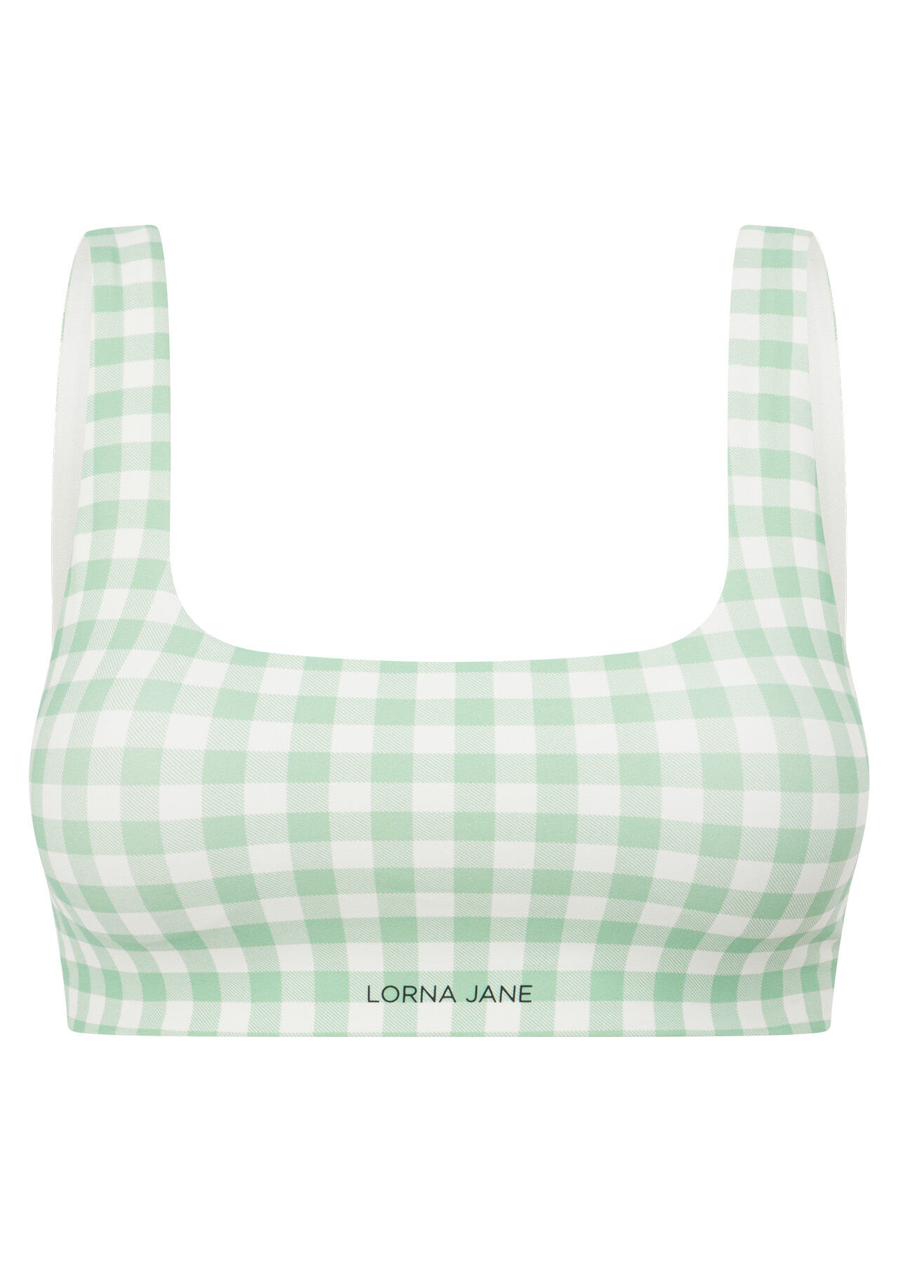 Sweet Gingham Sports Bra - Soft Mint Ranch Gingham Print slider