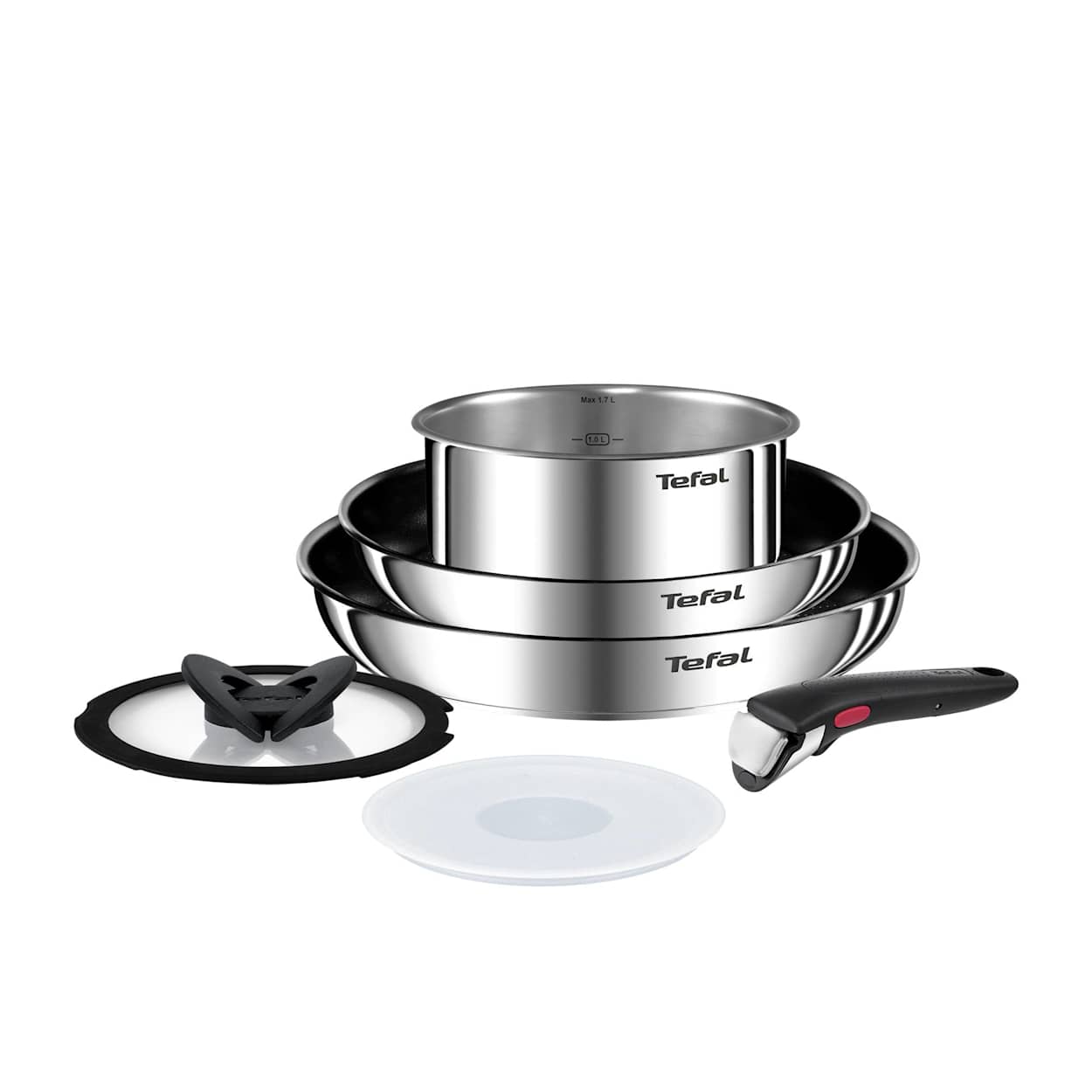 Tefal Ingenio Emotion 6pc Stainless Steel Cookware Set - Silver/Grey slider