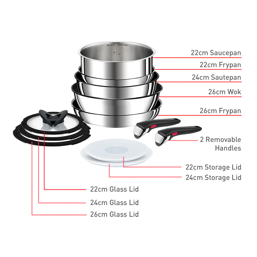 Tefal Ingenio Preference Induction Stainless Steel 12pc Set slider