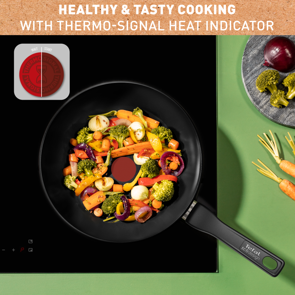 Tefal Renew Black Triple Pack 24/28cm Frypans & 28cm Wok - Ceramic Non-Stick Coating slider