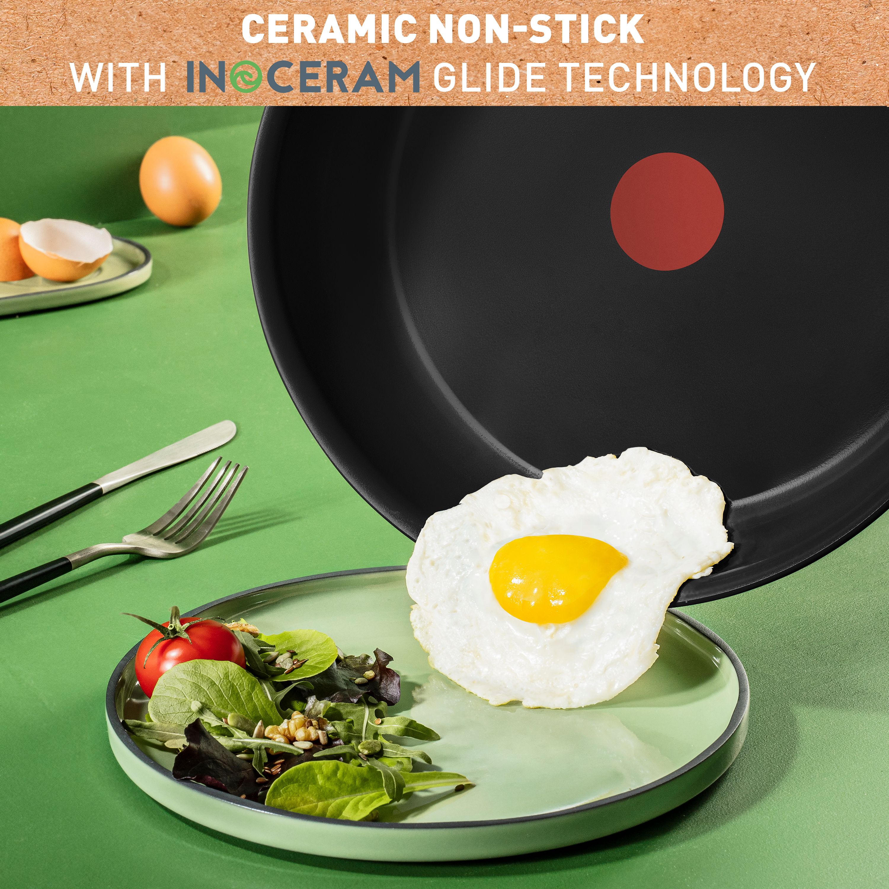 Tefal Renew Black Twin Pack Frypan Set 20/28cm - Ceramic Non-Stick Coating slider