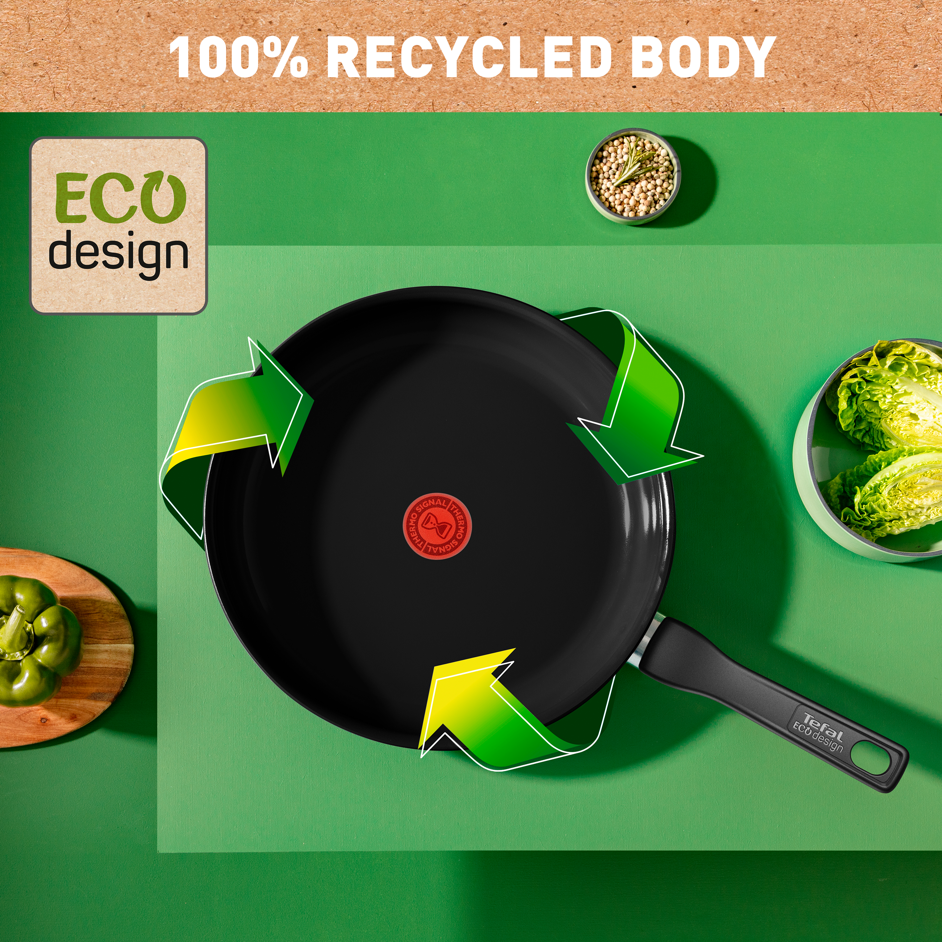 Tefal Renew Black Twin Pack Frypan Set 20/28cm - Ceramic Non-Stick Coating slider