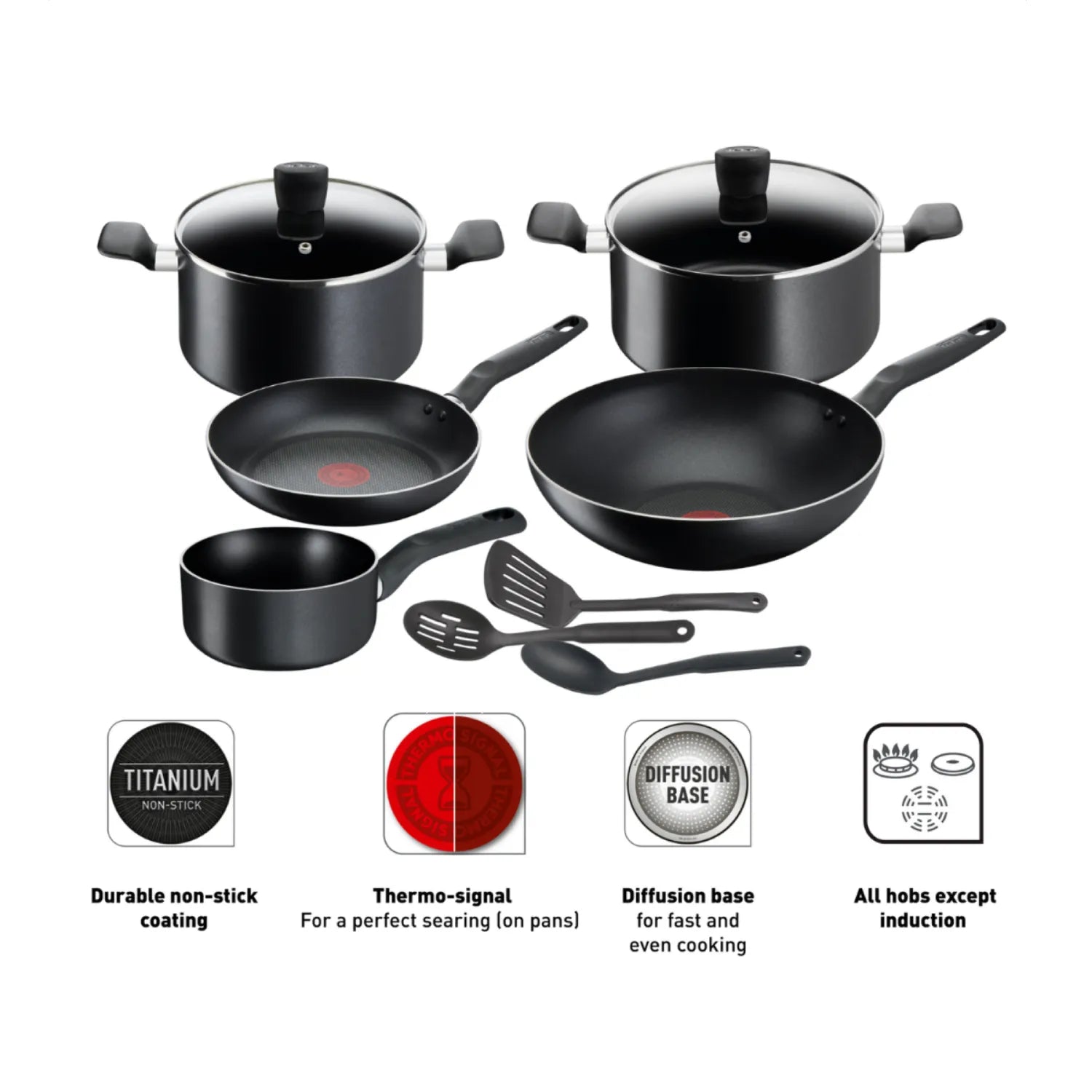 Tefal Super Cook Non-Stick 5pc Set with Utensils slider