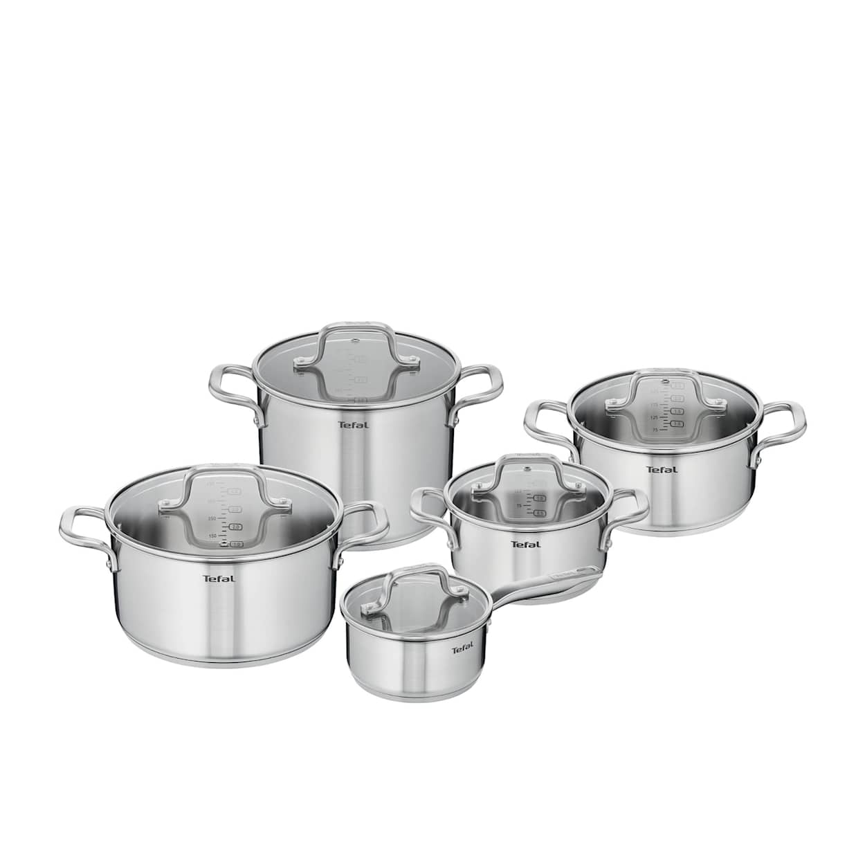 Tefal Virtuoso Uncoated 5pc Stainless Steel Cookware Set slider