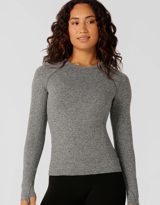 Tempo Seamless Long Sleeve Top - Charcoal Marle