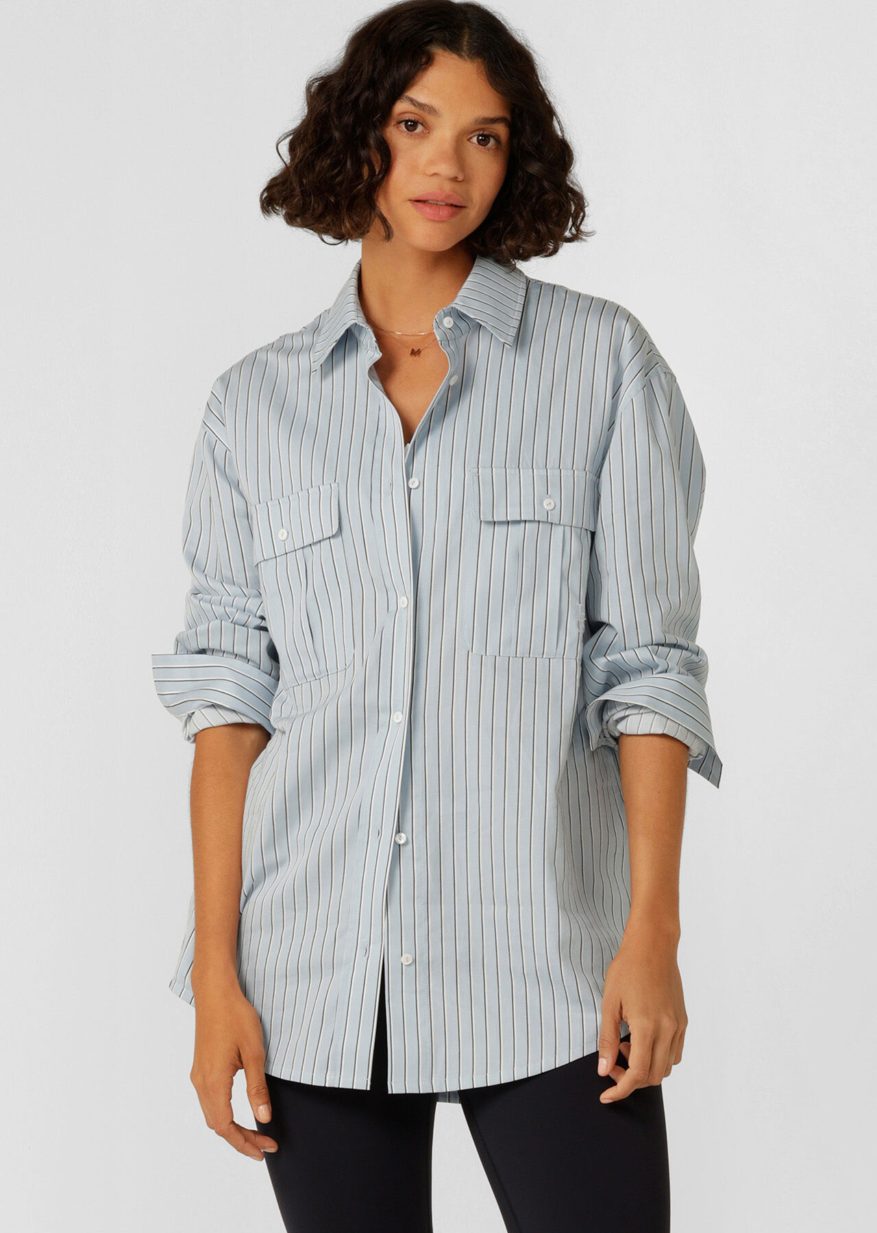 Tie Back Shirt - Glacier Blue Stripe slider