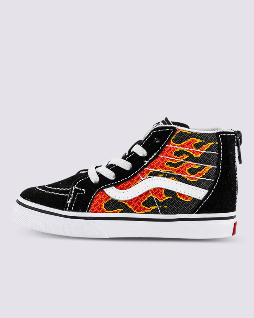 TODDLER SK8-HI ZIP - PIXEL FLAME BLACK/RED slider