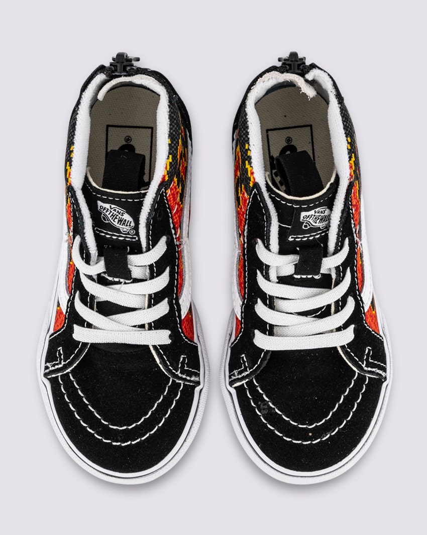 TODDLER SK8-HI ZIP - PIXEL FLAME BLACK/RED slider