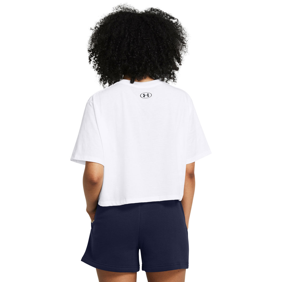 Under Armour Womens Boxy Crop Logo Tee - White/Black slider