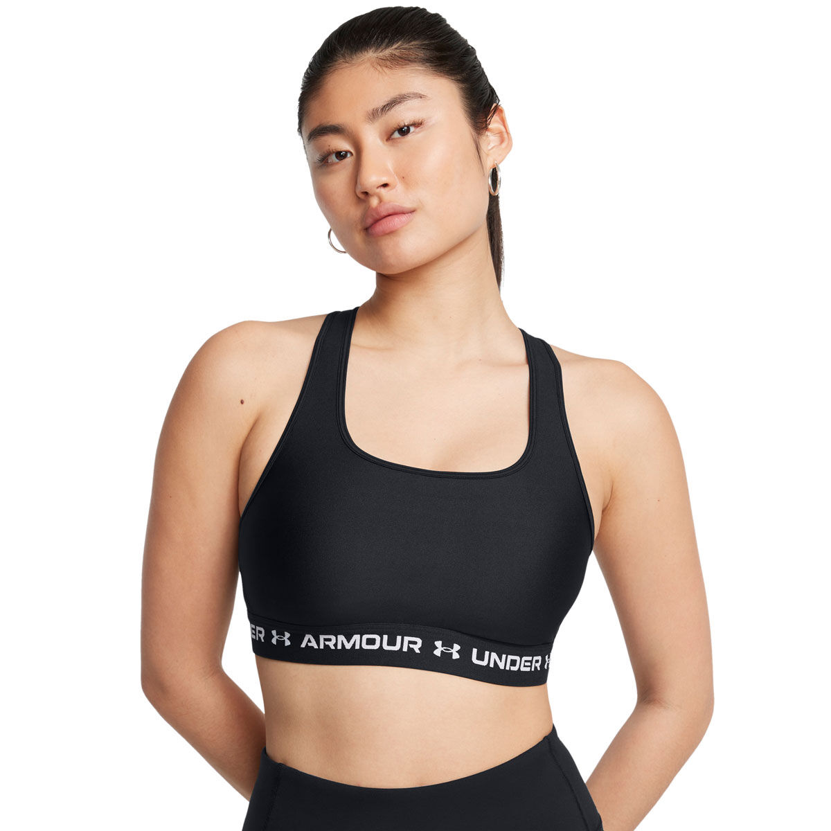 Under Armour Womens Crossback Medium Support Sports Bra - White/Black slider