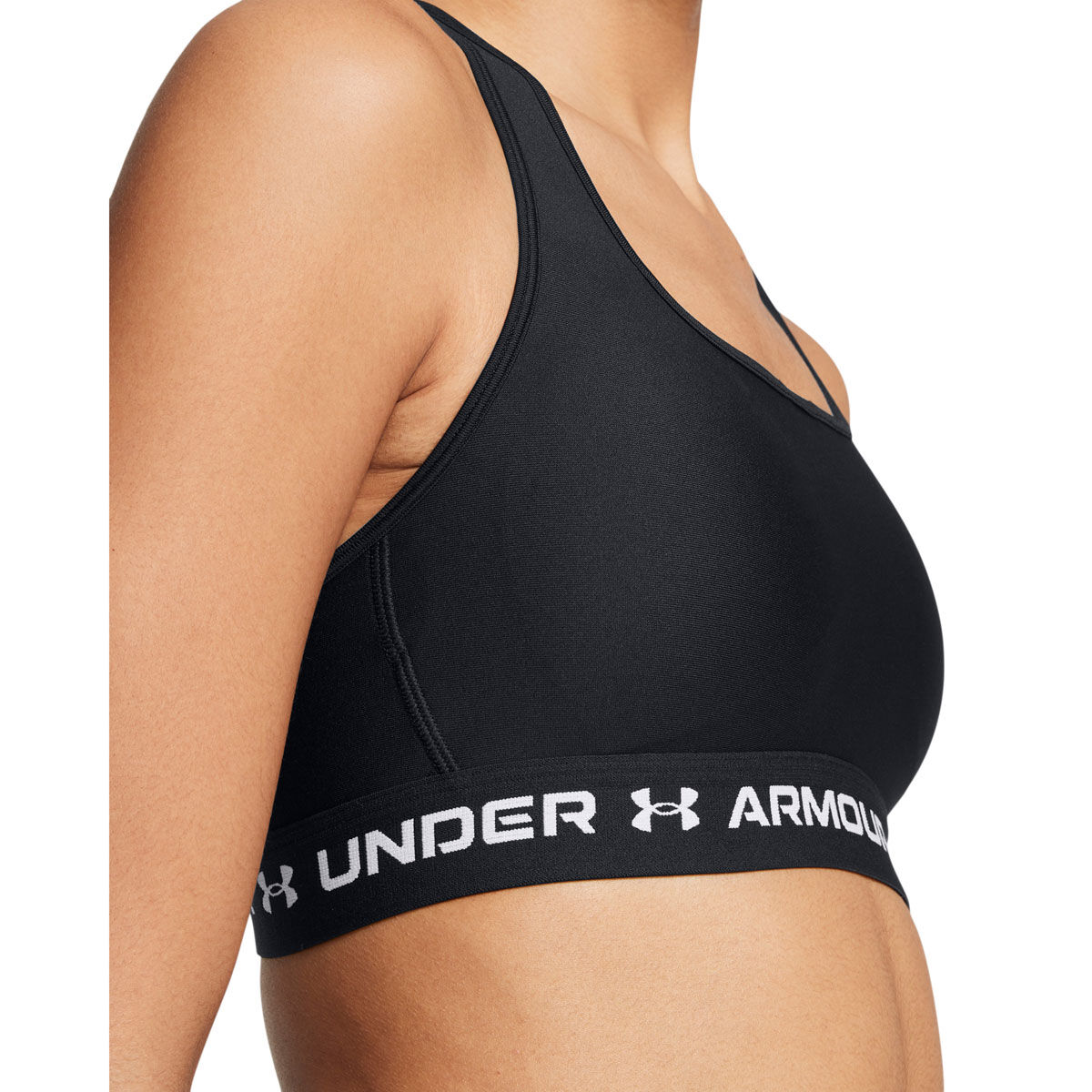 Under Armour Womens Crossback Medium Support Sports Bra - White/Black slider