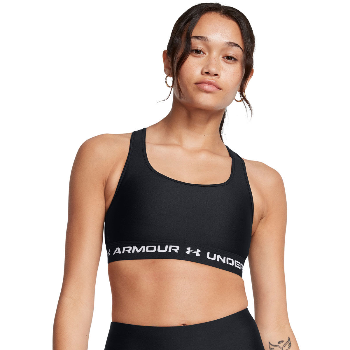 Under Armour Womens Crossback Medium Support Sports Bra - White/Black slider