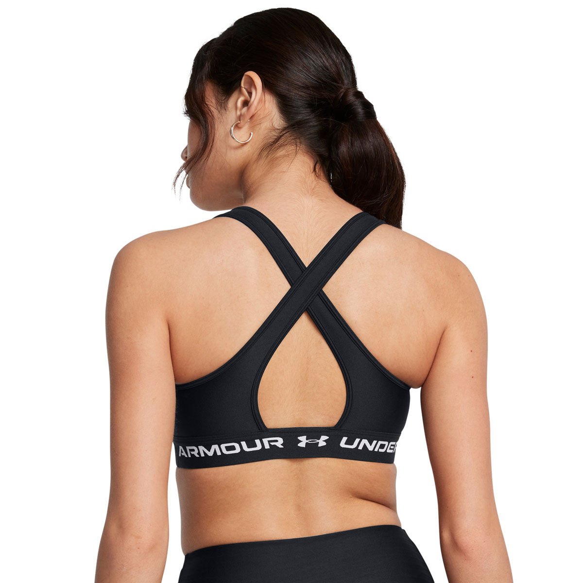 Under Armour Womens Crossback Medium Support Sports Bra - White/Black slider