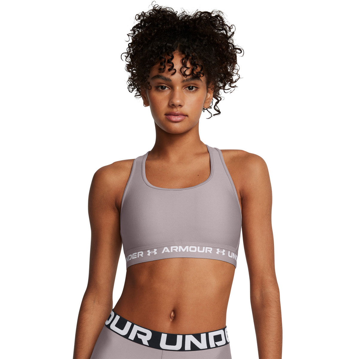 Under Armour Womens Crossback Medium Support Sports Bra - White/Black slider