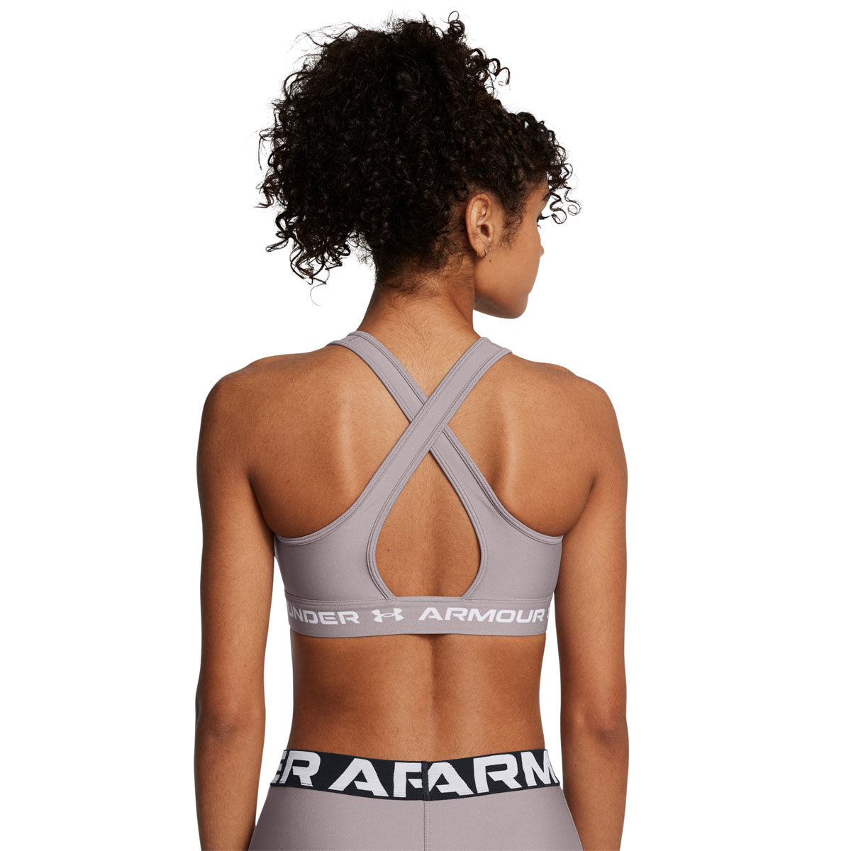 Under Armour Womens Crossback Medium Support Sports Bra - White/Black slider