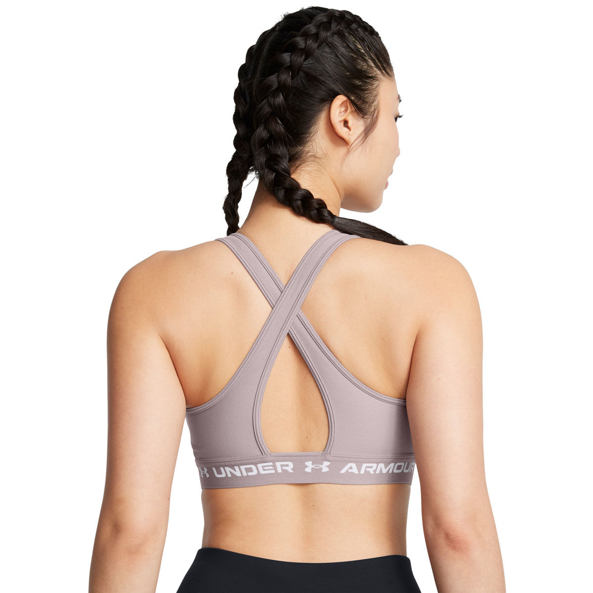 Under Armour Womens Crossback Medium Support Sports Bra - White/Black slider