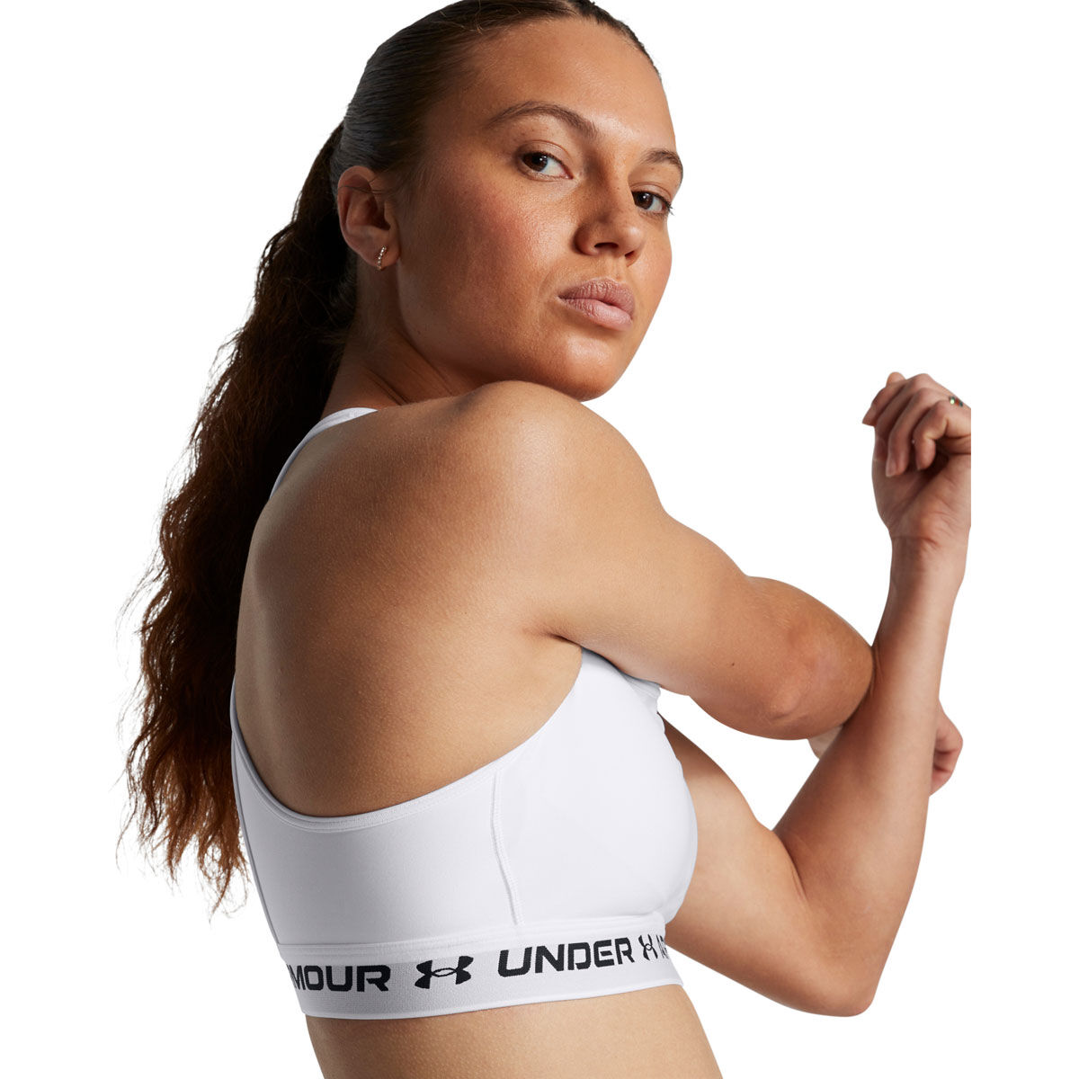 Under Armour Womens Crossback Medium Support Sports Bra - White/Black slider