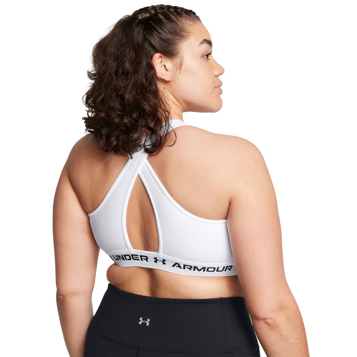 Under Armour Womens Crossback Medium Support Sports Bra - White/Black slider