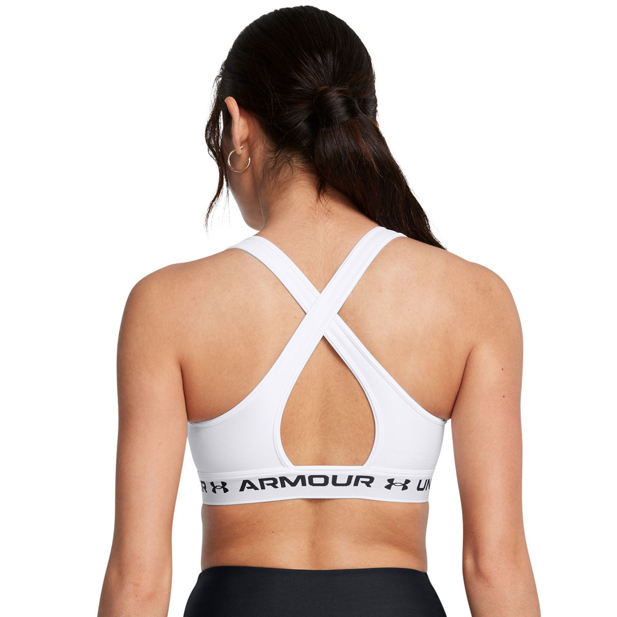 Under Armour Womens Crossback Medium Support Sports Bra - White/Black slider