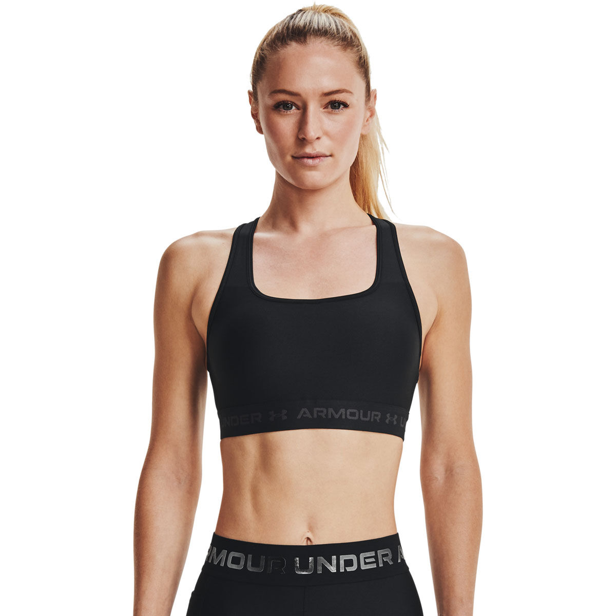 Under Armour Womens Crossback Mid Bra - Black/Grey slider