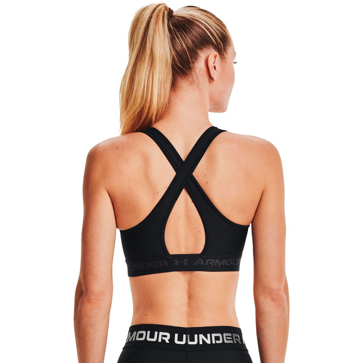 Under Armour Womens Crossback Mid Bra - Black/Grey slider