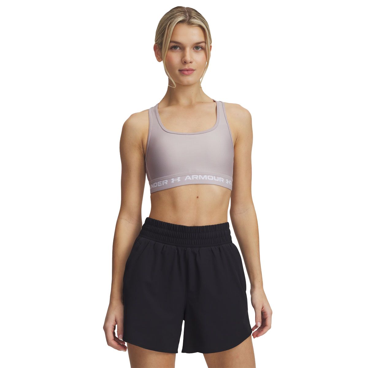 Under Armour Womens Crossback Mid Bra - Black/Grey slider