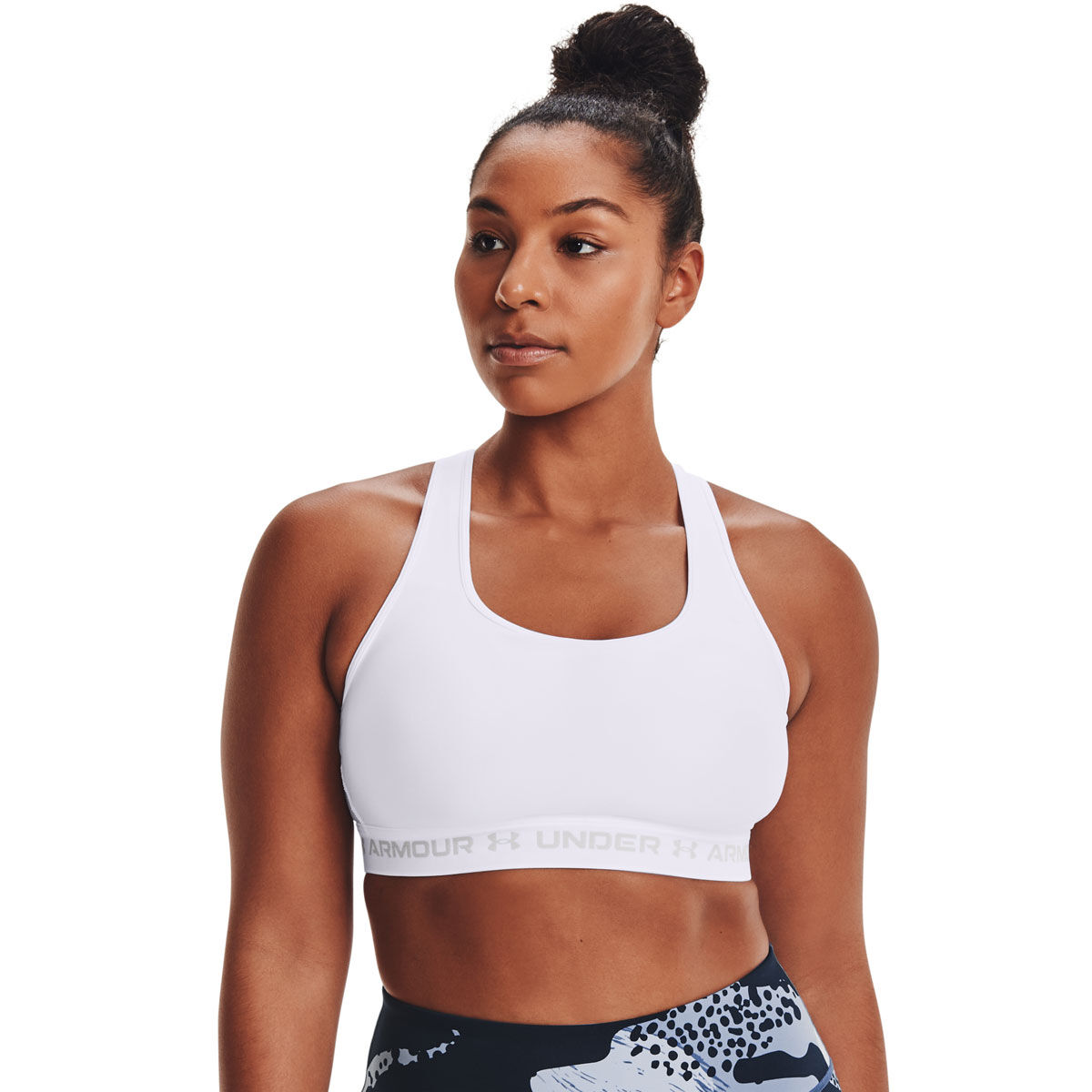 Under Armour Womens Crossback Mid Bra - Black/Grey slider