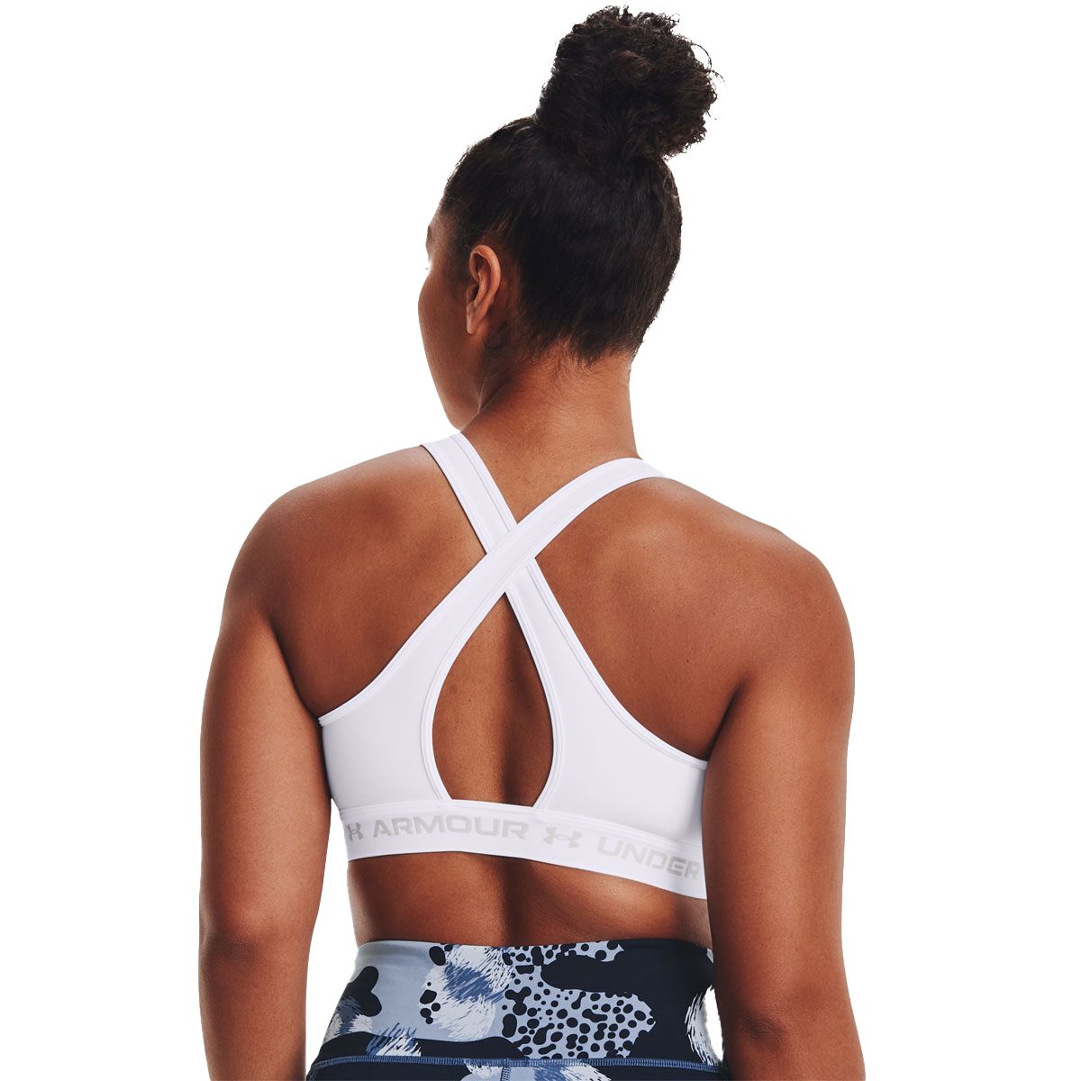 Under Armour Womens Crossback Mid Bra White/White/Grey XS - White/White/Grey slider