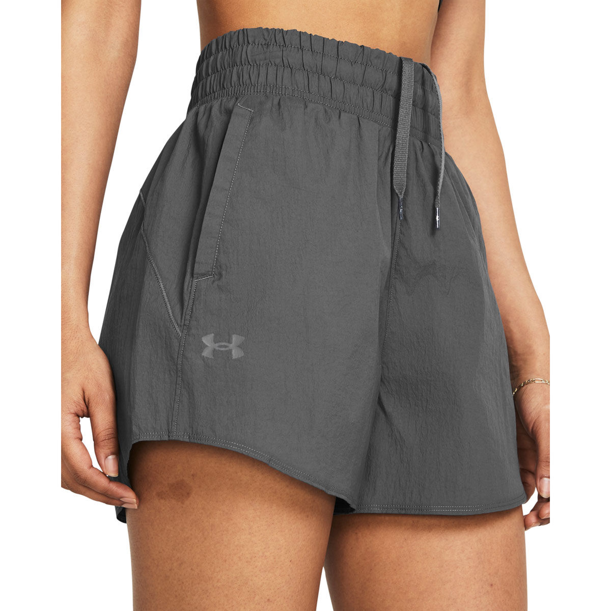 Under Armour Womens Flex Woven 5 Inch Crinkle Shorts - Grey slider