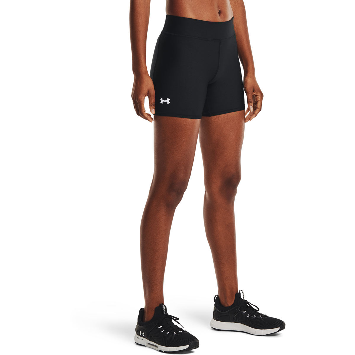 Under Armour Womens HeatGear Armour Mid Rise Middy Training Shorts - Black slider