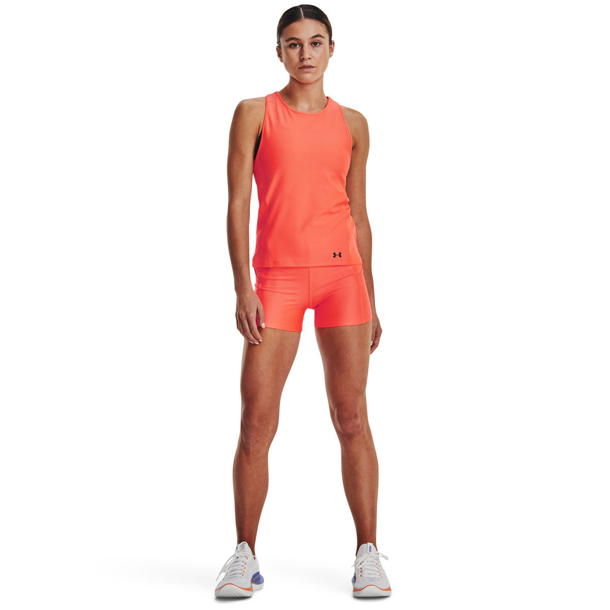 Under Armour Womens HeatGear Armour Mid Rise Shorty Training Shorts Orange XL - Orange slider