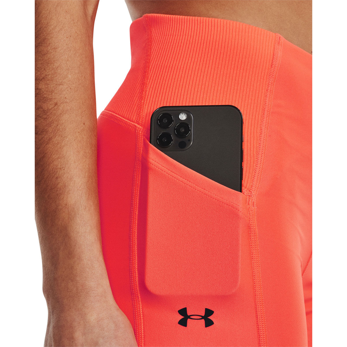 Under Armour Womens HeatGear Armour Mid Rise Shorty Training Shorts Orange XL - Orange slider