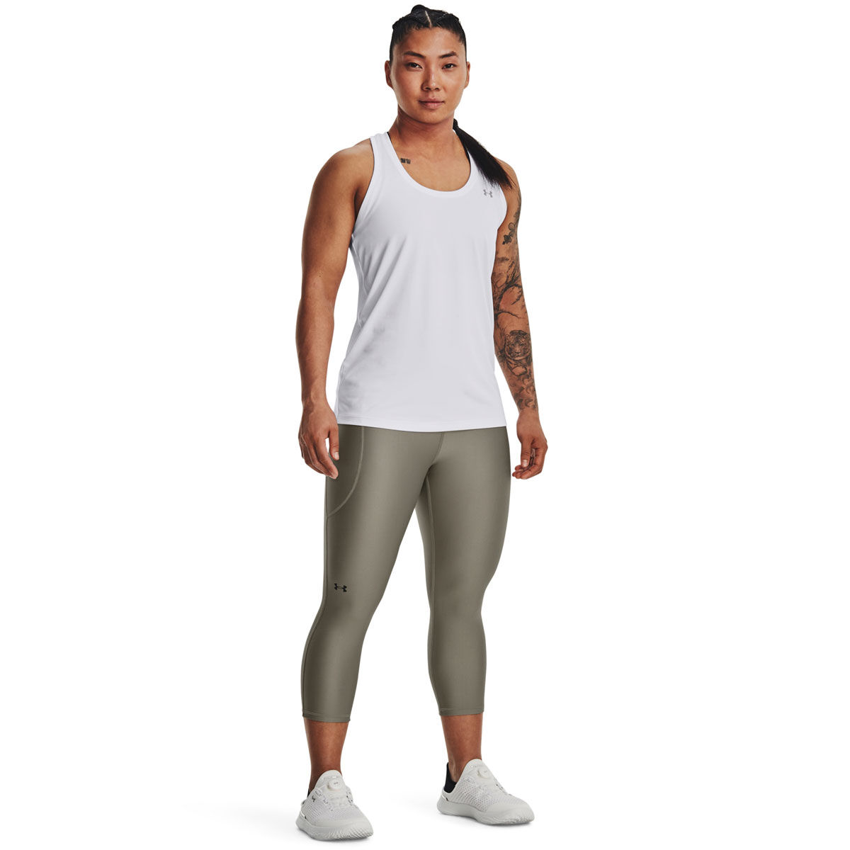 Under Armour Womens HeatGear Armour No Slip Capri Tights - Green slider