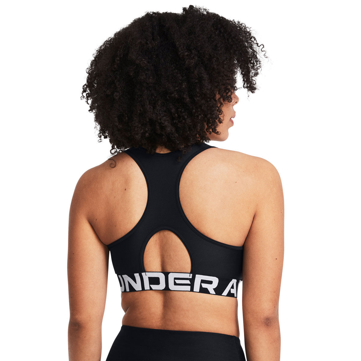 Under Armour Womens HeatGear Authentics Medium Support Branded Sports Bra - Black/White slider