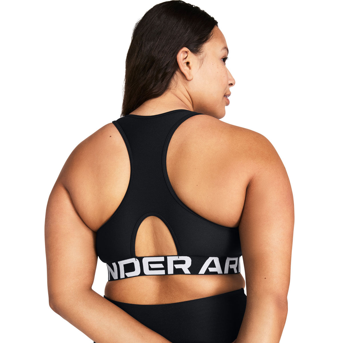 Under Armour Womens HeatGear Authentics Medium Support Branded Sports Bra - Black/White slider