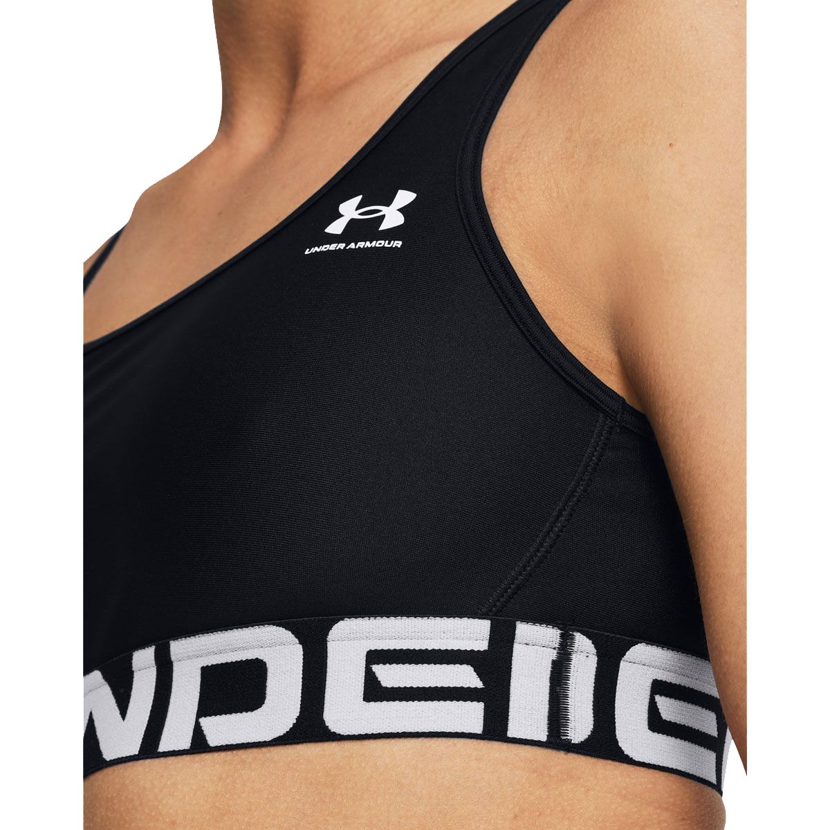 Under Armour Womens HG Authentics Mid Branded Crop Top - Black/White slider