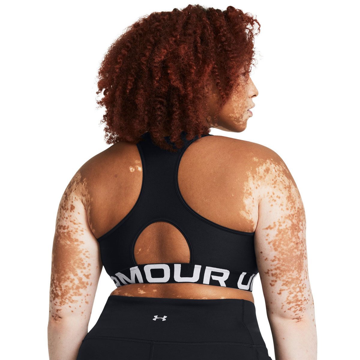 Under Armour Womens HG Authentics Mid Branded Crop Top Black/White XS - Black/White slider