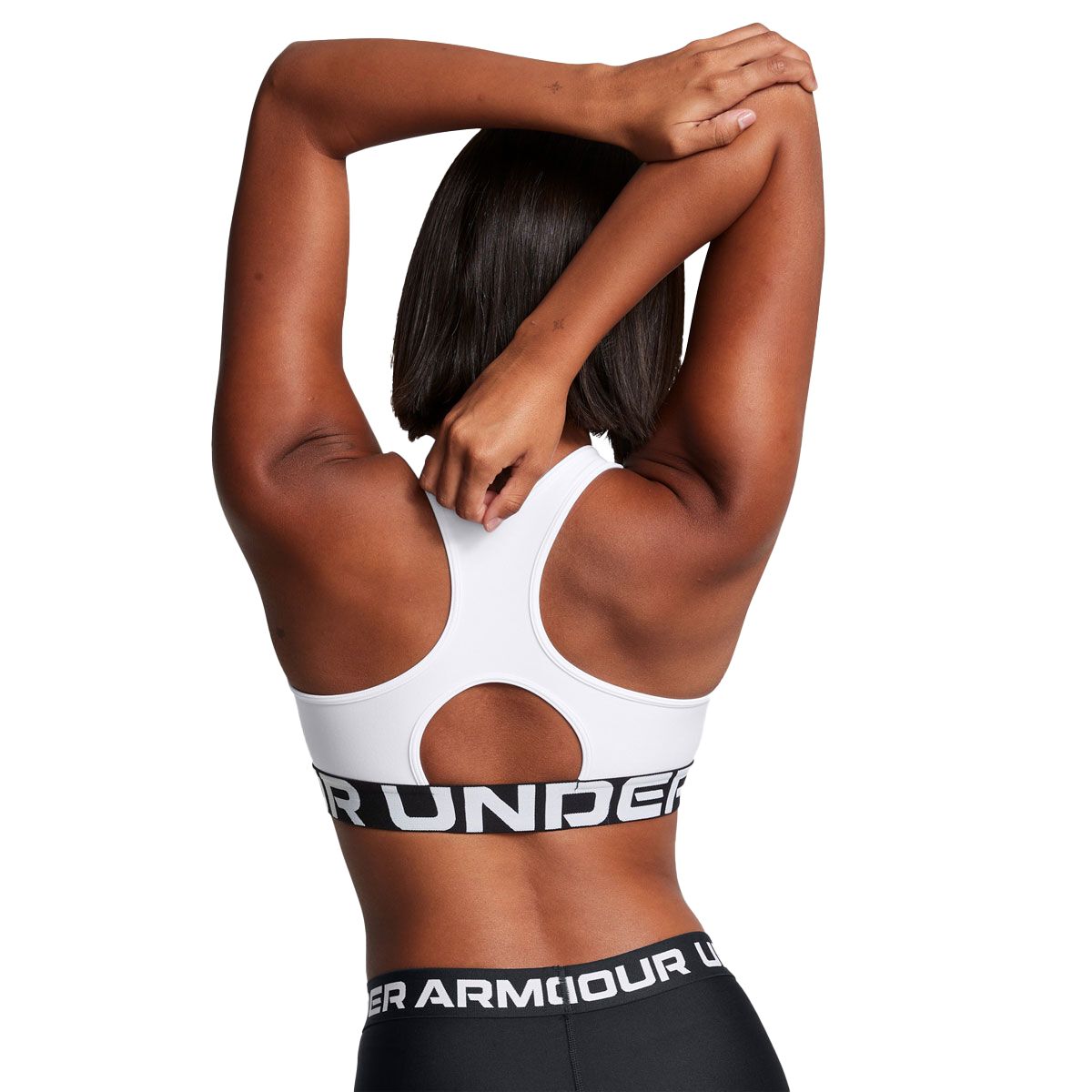 Under Armour Womens HG Mid Branded Crop Top - White slider