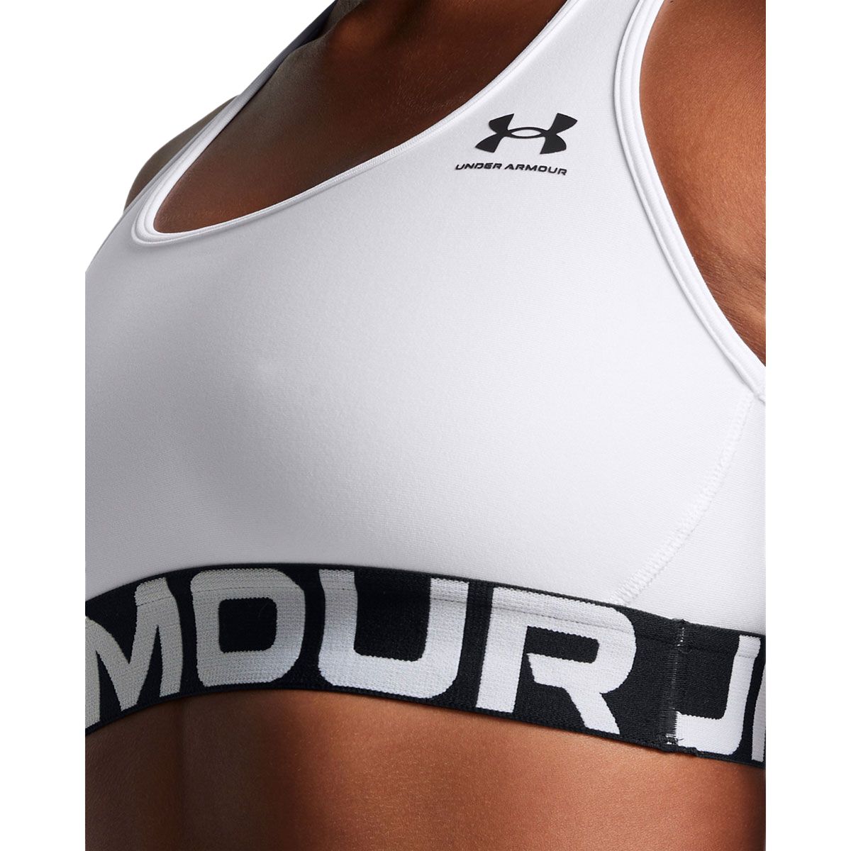 Under Armour Womens HG Mid Branded Crop Top - White slider