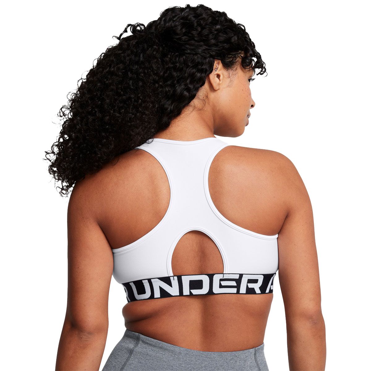 Under Armour Womens HG Mid Branded Crop Top - White slider