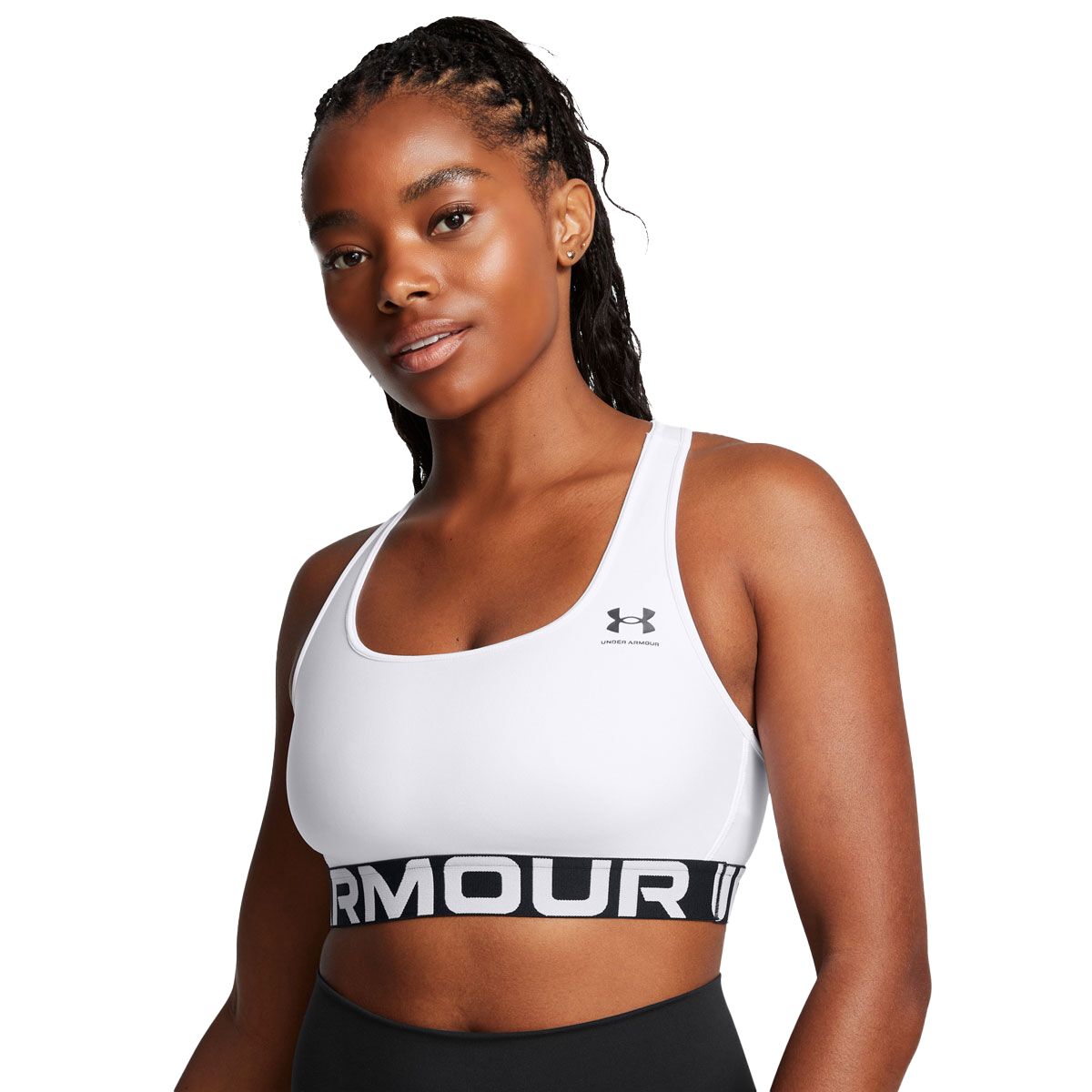 Under Armour Womens HG Mid Branded Crop Top - White slider