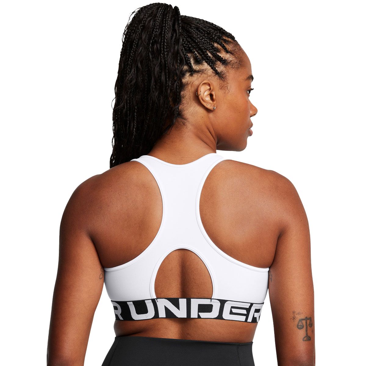 Under Armour Womens HG Mid Branded Crop Top - White slider