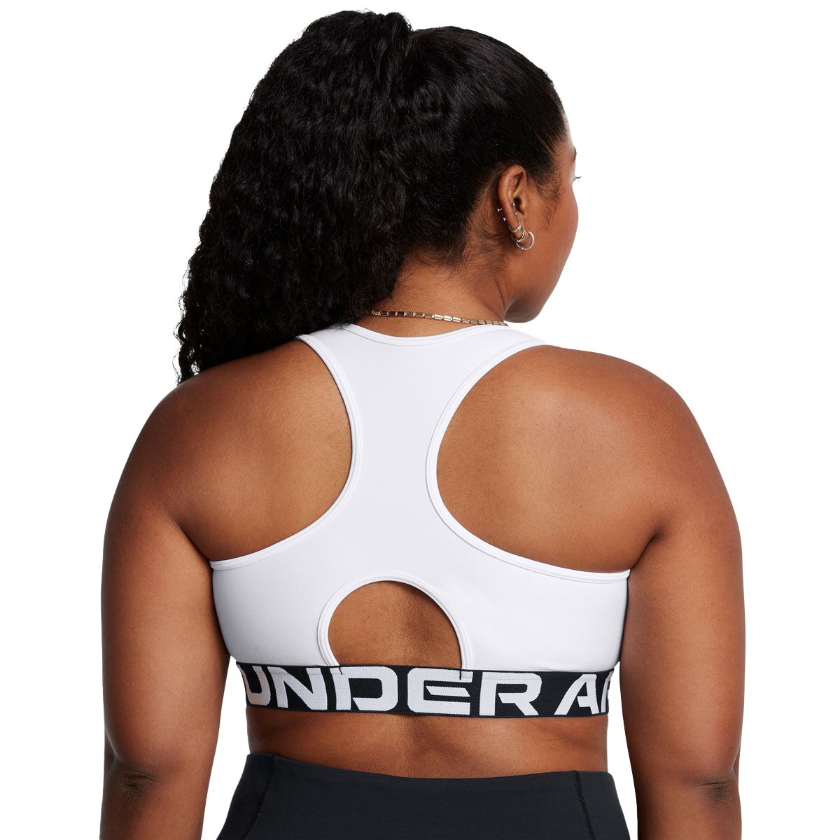 Under Armour Womens HG Mid Branded Crop Top - White slider