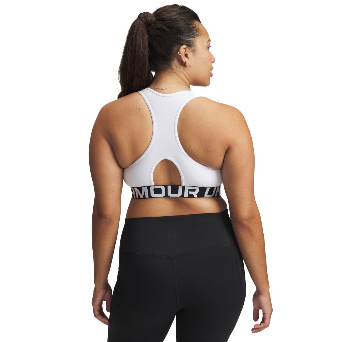 Under Armour Womens HG Mid Branded Crop Top - White slider