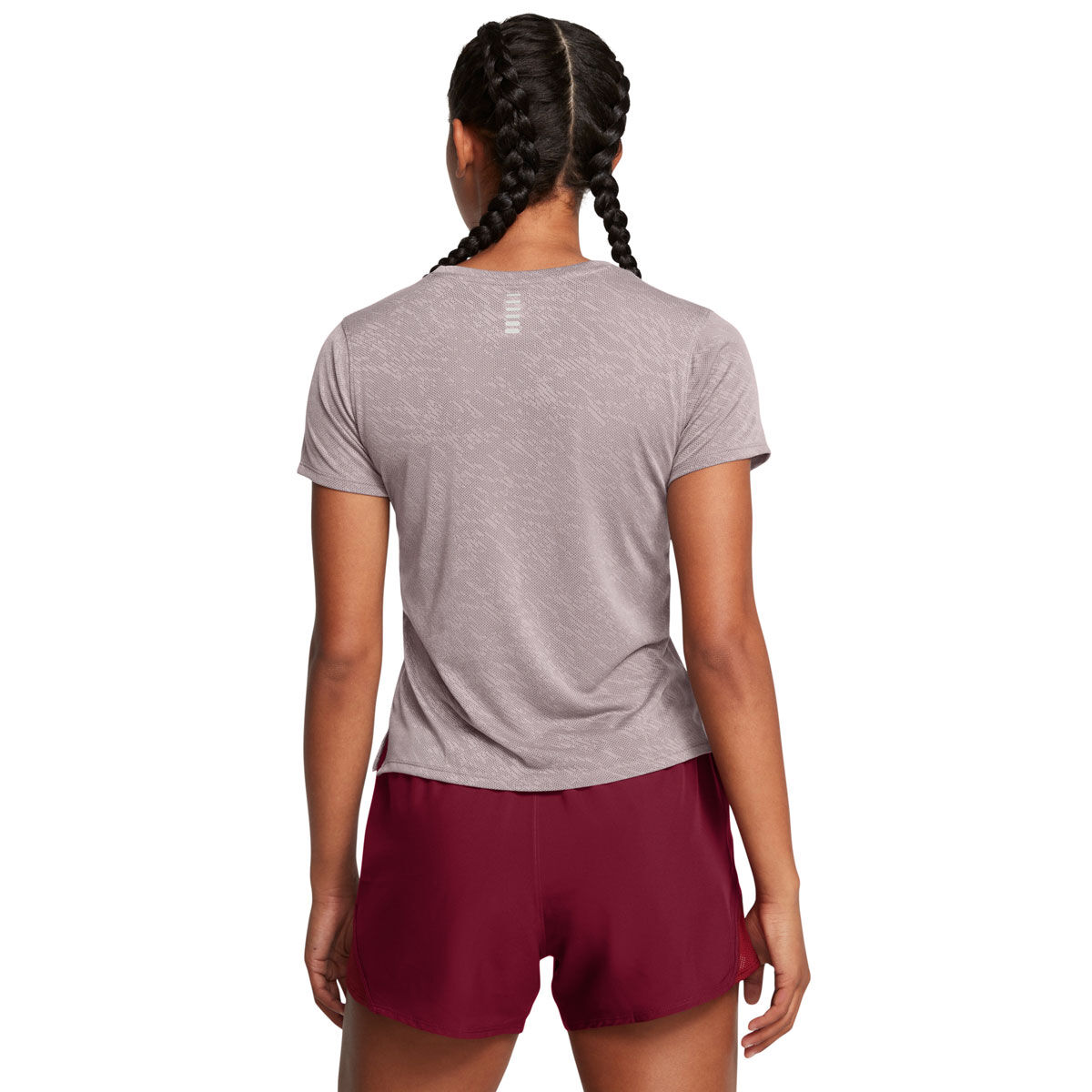 Under Armour Womens Launch Camo Short Sleeve Running Tee - Grey slider