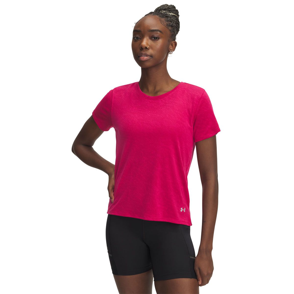 Under Armour Womens Launch Camo Short Sleeve Running Tee - Maroon