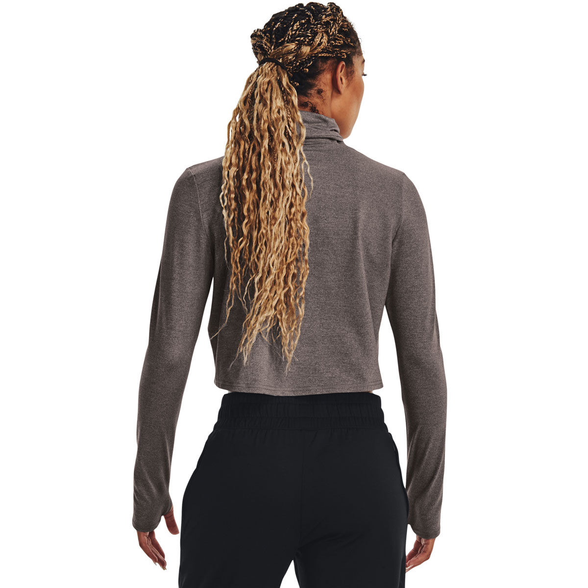 Under Armour Womens Meridian Cropped Long Sleeve Mock Neck Top - Clay slider