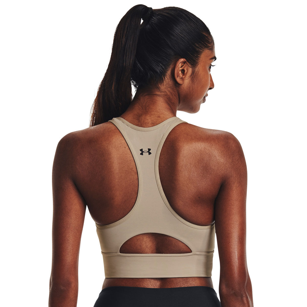 Under Armour Womens Meridian Low Support Zip Croplette Sports Bra Beige XL - Beige slider