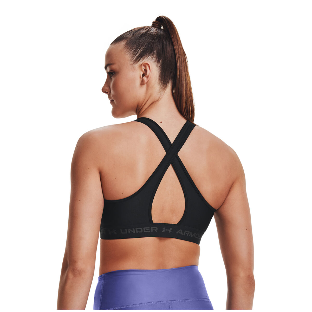 Under Armour Womens Mid Support Crossback Sports Bra - Black slider