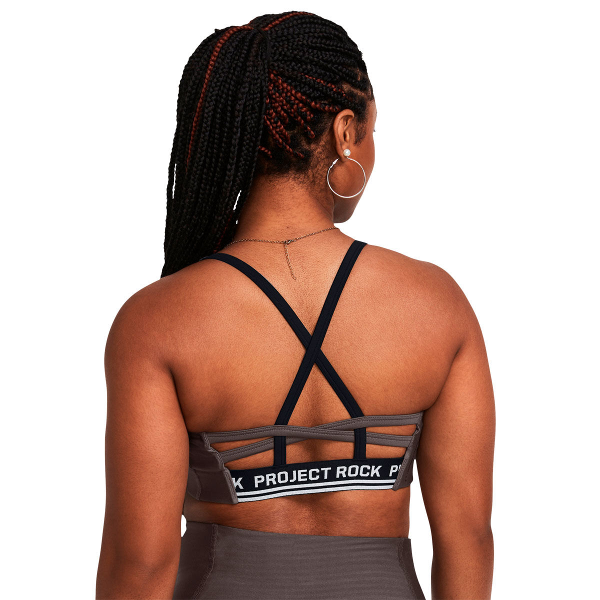 Under Armour Womens Project Rock All Train Crossback Sports Bra - Grey slider